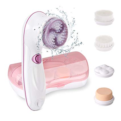 Easkep Facial Cleansing Brush, [Newest 2019] Multi-function Cleaning Messager Waterproof Face Spin Brush Set for Deep Cleaning with 5 Replaceable Heads, Gentle Exfoliating and Messaging