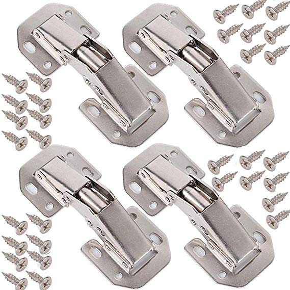 Kitchen Cabinet Door Hinges,4Pcs BESTZY Easy to Install Cabinet Door Soft Close Damping Hinges,Concealed Cupboard 90 Degree Door Hinges - No Slot Required - Easy to Install