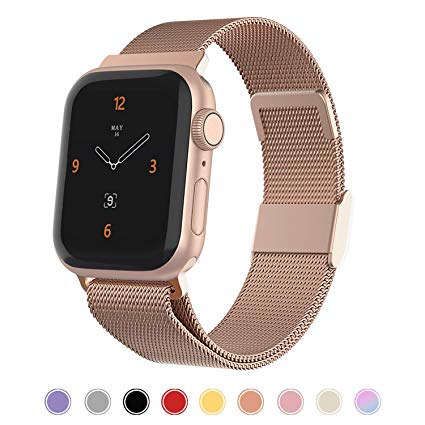 iGK Compatible with Apple Watch 38mm Band 40mm 42mm 44mm,Stainless Steel Mesh Wristbands with Adjustable Magnet Lock for iWatch Series 1/2/3/4/5