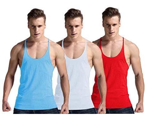 YAKER Men's Fitness Gym Tank Top Singlet Bodybuilding Stringers Sleeveless Muscle Shirt