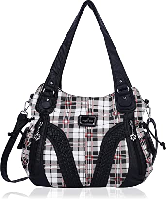 Angelkiss Women Top Handle Satchel Handbags Shoulder Bag Messenger Tote Washed Leather Purses Bag …
