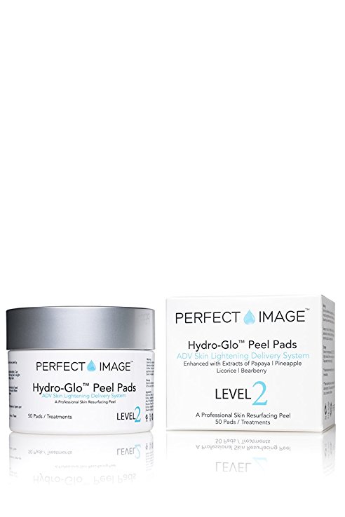 PERFECT IMAGE Hydro-Glo Skin Brightening Peel Pads - Enhanced With Lactic | Mandelic | Glutathione | Kojic Acid | Papaya | Pineapple | Licorice | Bearberry Extracts