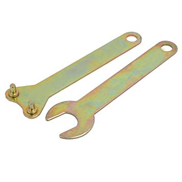 sourcingmap® Angle Grinder Spanner Wrench Lock Nut Hand Tool Bronze Tone 118mm Length 2 in 1 Set