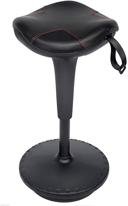 PULUOMIS Balance Perch Stool Saddle Design Wobble Stool Adjustable Height 22-27 Inch for Active Sitting Office Standing Desk Swivel Stool Black
