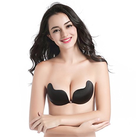 Adhesive Bras, Invisible Bra, Strapless Self Adhesive Reusable Padded Invisible Bra Backless Silicone Push-up Bras for Women