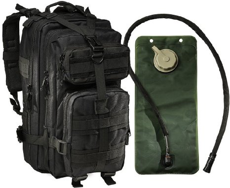 Monkey Paks Small Tactical Assault Military Backpack with 2.5 Liter Hydration Water Bladder System