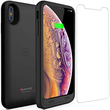 iPhone Xs Max Battery Case with Qi Wireless Charging Compatible, Alpatronix BX10 Max 6.5-inch 3500mAh Rechargeable Protective Portable Charger Cover for iPhone Xs Max Juice Bank Power Pack - Black