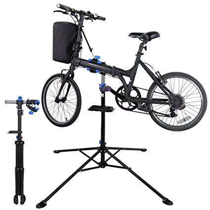 ZENY Pro Mechanic Bike Repair Stand 360 Degree Rotate Adjustable Height Bicycle Maintenance Rack Workstand With Tool Tray, Telescopic Arm Cycle