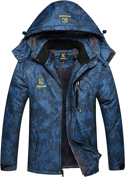 Keevoom Men's Waterproof Ski Jacket Winter Warm Snow Coat Windproof Mountain Raincoat Snowboarding Hooded Jackets for Mens