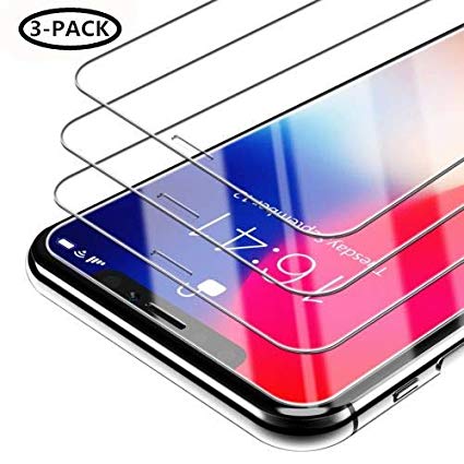 iPhone Xs MAX [3 Pack] Clear Tempered Glass Screen Protector 3D Touch Screen Protection Film Compatible for Apple iPhone Xs MAX [Case Friendly] Anti-Fingerprint