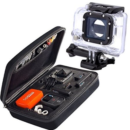 LakeTM Black EVA Carrying Travel Protective Case Bag Cover with Replacement Waterproof Housing Case For Gopro HD Hero3 Hero3 Hero4 Outside Sports Camera Camcorder and Accessories Parts