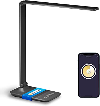 Meross Smart LED Desk Lamp, Dimmable Table Lamp Works with HomeKit, Alexa and Google Home, 2.4GHz WiFi Eye-Caring Desk Light for Home Office with Tunable White, Remote Control, Schedule and Timer