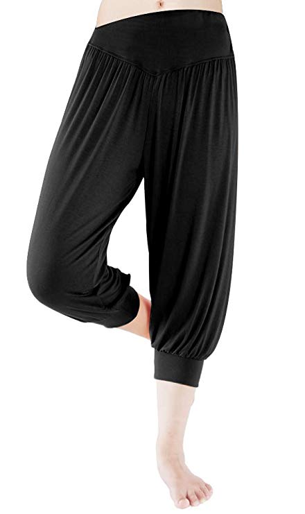 fitglam Women’s Harem Capri Pants Comfy Cropped Yoga Jogger Workout Lounge Pants