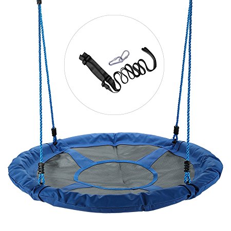 CO-Z 40" Large Saucer Swing Outdoor Tree Swing Steel Frame Waterproof with all Assembly Accessories Adjustable Straps (Blue)