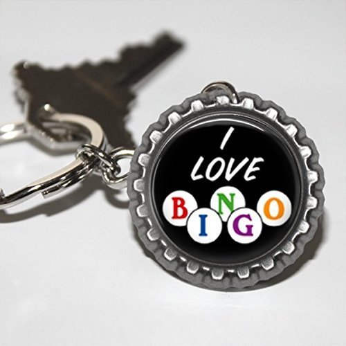 I Love Bingo Bottlecap Keychain