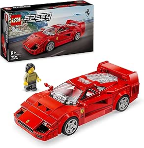 LEGO Speed Champions Ferrari F40 Supercar Buildable Vehicle, Toy Model Car for 9 Plus Year Old Boys and Girls, with Driver Minifigure, Kids' Bedroom Decoration, Gift Idea 76934