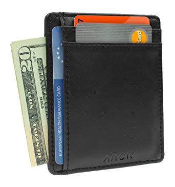 ARCK Ultra Slim Leather Wallet | Premium Handmade Design with RFID Protection, Holds Up to 6 Cards, 2 Versions for Men & Women | Available in Brown or Black - Comes In A Box - Great Gift Idea