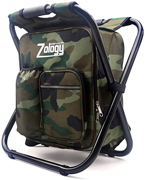 Folding Camping Chair Stool Backpack with Cooler Insulated Picnic Bag, Hiking Camouflage Seat Table Bag Camping Gear for Outdoor Indoor Fishing Travel Beach BBQ