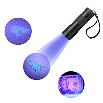 Refoss UV Flashlight Blacklight Pet Dog Urine and Stains Detector Scorpion Hunting Light 12 Ultraviolet LED Light - Black