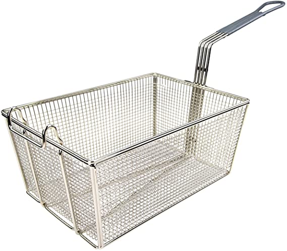 Wincо FB-35 Nickel-Plated Fry Basket 13-3/8" with Gray Coated Handle