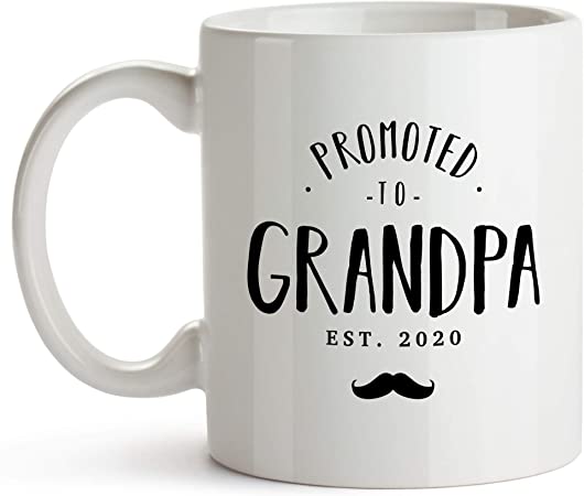 YouNique Designs Only The Best Dads Get Promoted To Grandpa Mug, 11 Ounces, You're Going To Be A Grandpa 2020 (White)