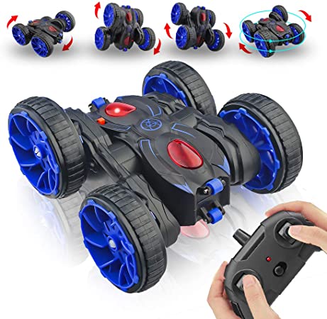 Remote Control Cars, RC Cars 2.4Ghz 8 Mph High Speed RC Stunt Car, All Terrain Off Road 4WD Double Sided 360C Rotation & Flips Car Toy for 4-12 Years Old Boys & Girls