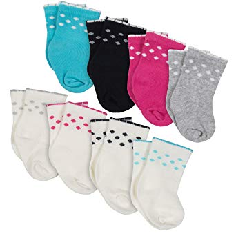 Gerber Baby Girls 8-Pair Wiggle Proof Sock