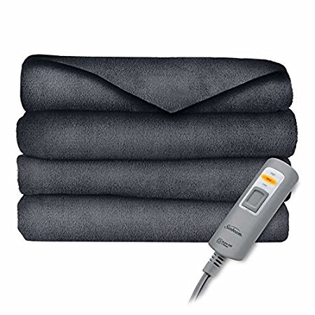 Sunbeam Velvet Plush Heated Throw Blanket 60" x 50" (Various Colors) (Gray)