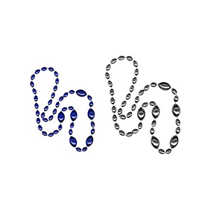 Jumbo Football Beads Royal Blue/ Silver 2 Piece