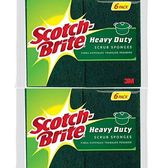 Scotch-Brite Heavy Duty Scrub Sponge, 6-Sponges/Pk, 2-Packs (12 Sponges Total)