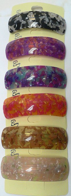 Set of 6 Light Weight Plastic Barrettes in Vibrant Colors FL86250-0064-6