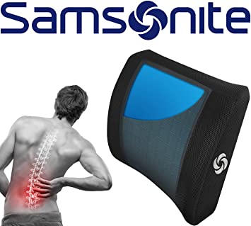 Samsonite SA6086 - Lumbar Support Pillow with Mild Cooling Gel [Cooling Effect is subjective, and Varies by Personal Sensitivity] - Helps Relieve Lower Back Pain - Premium Memory Foam