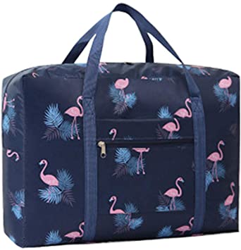 Unova Travel Duffel Bag Packable Light Nylon Water Resistant Gym Tote Weekend Overnight Carry-on Shoulder Shopping(Flamingo)