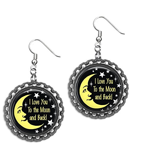 I love you to the Moon and Back Bottlecap Earrings