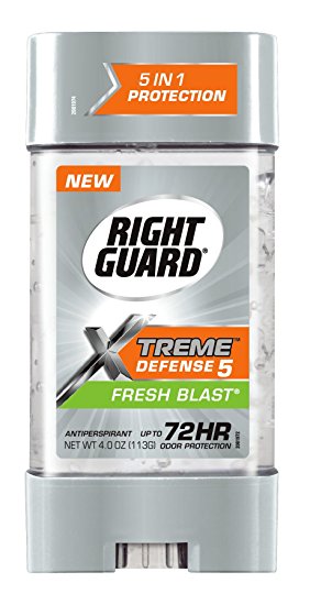 Right Guard Xtreme Defense 5 Clear Gel Antiperspirant Deodorant, Fresh Blast, 4 Ounce (Pack of 6)