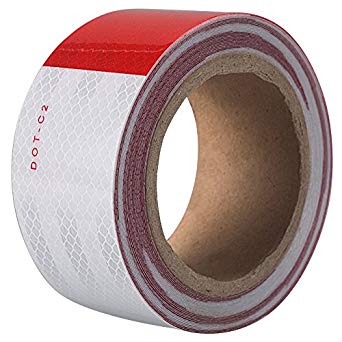 Fasmov DOT-C2 2" Inch X 29.5' Foot Red/White Reflective Tape Conspicuity Safety Caution Warning Sticker for Car Truck Trailer