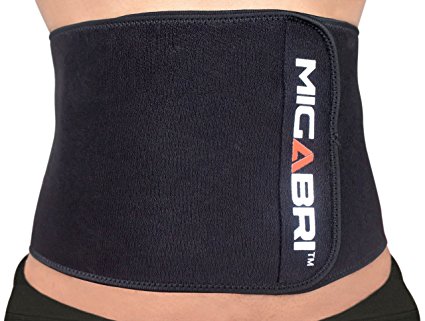 MIGABRI Waist Trimmer XT10 - High Quality Adjustable Slimming Belt Accelerates Weight Loss and Ab Toning - Lower Back & Lumbar Support For Men & Women - FREE Trimming Guide - Money Back Guarantee