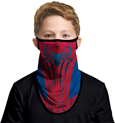JOEYOUNG Kids Face Mask Bandanas with Ear Loops Neck Gaiter Skull Mask UV Sun Mask Dust Half Face Mask for Cycling, 4-13 Years Boys/Girls/Children/Youth Mask for Outdoor, School, Party