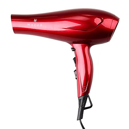 Wazor Red Color Hair Dryer Negative Ionic Blow Dryer 1800W DC Motor 2 Speed and 3 Heat Settings Standard UK Plug