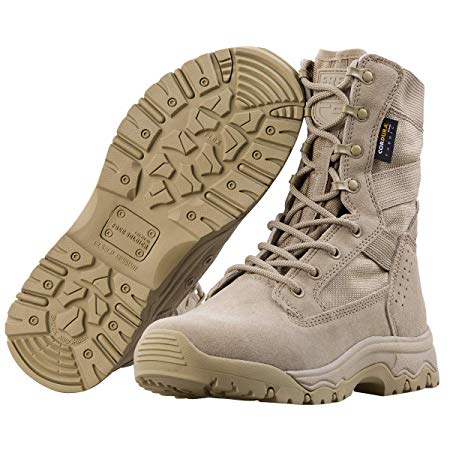 FREE SOLDIER Men’s Tactical Boots 8" inch Lightweight Combat Boots Durable Suede Leather Military Work Boots Desert Boots