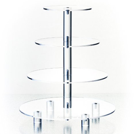Hayley Cherie® 4-Tier Cupcake Stand - Acrylic Tiered Cake Stand - Dessert or Cupcake Tower - Circular Shape