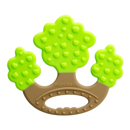 Mombella® Food Grade Soft Silicone Apple tree teether, for babies 3M , 3 colors availanble-Green