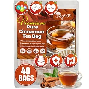 40 Tea Bags - Special Cinnamon Tea, 100% Natural & Pure Ceylon Cinnamon. Cinnamon Herbal Tea. Cinnamon Stick Herbal Spice