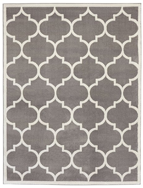 Ottomanson Paterson Collection Grey Contemporary Moroccan Trellis Design Lattice Area Rug, 5'3"x7'0"