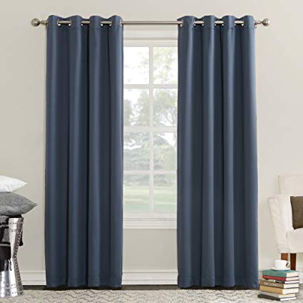 Sun Zero Eliza  Room Darkening Triple Lined Curtain Panel, 50" x 63", Indigo Blue