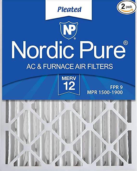 Nordic Pure 16x25x4 MERV 12 Pleated AC Furnace Air Filters 2 Pack
