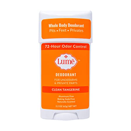 Lume Natural Deodorant - Underarms and Private Parts - Aluminum-Free, Baking Soda-Free, Hypoallergenic, and Safe For Sensitive Skin - 2.2 Ounce Stick (Clean Tangerine)
