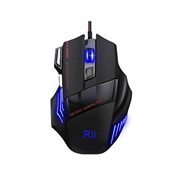 Rii® Professional LED Optical 3200 DPI 7 Button USB Wired Gaming Mouse Mice for gamer Adjustable DPI 3200DPI/2400 DPI /1600 DPI /1000 DPI For Pro Gamer