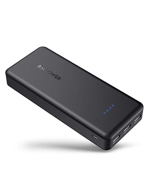 Portable Charger RAVPower 22000mAh Power Bank External Battery Pack with 5.8A Output 3-Port (iSmart 2.0 USB Ports,) Cell Phone Charger Battery (Black)