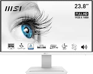 MSI Pro MP243XW Écran Bureautique 23.8" Full HD - Dalle IPS 1920x1080, 100Hz, Confort Oculaire, Montage VESA, Haut-Parleurs Intégrés, Display Kit - HDMI 1.4b, DisplayPort 1.2a